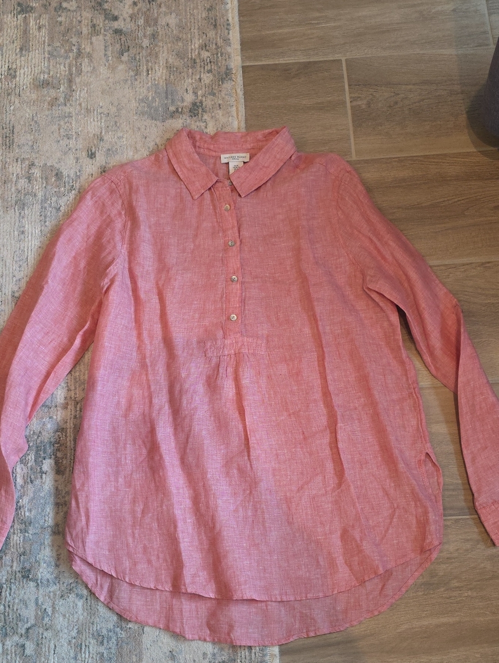 Antibes Blanc Linen Button-Front Pullover Shirt